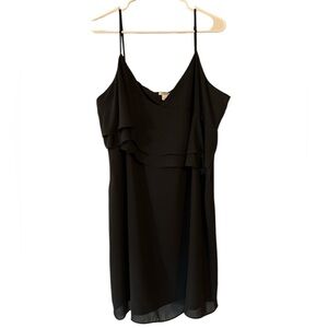 Ruffle Tiered Spaghetti Strap Little Black Dress